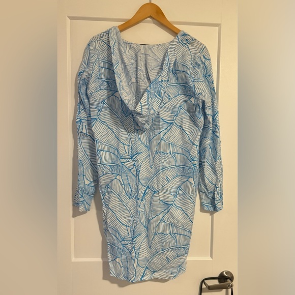 Charlie Holiday Blue and White Lace-Up Swim Coverup Size OS - Picture 5 of 8